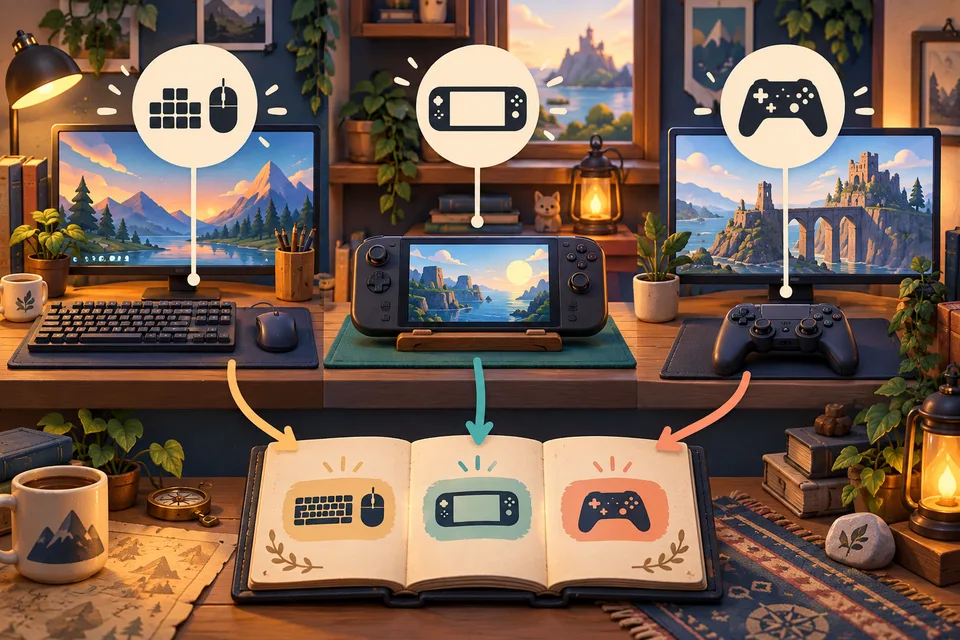 Record whether you use built-in controls, an external controller or a keyboard.